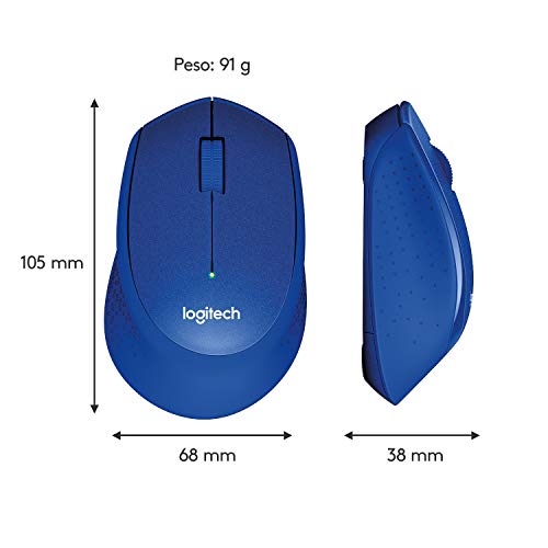 Logitech M330 Silent Plus Ratón Inalámbrico, 2.4 GHz con Nano-Receptor USB, Seguimiento 1000 DPI, 3 Botones, Batería 24 Meses, Compatible con PC/ Mac/Portátil, Azul
