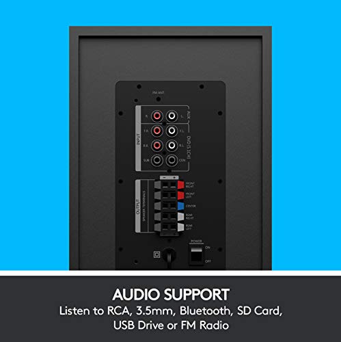 Logitech Z607 5.1 Sistema de Altavoces Buetooth con Sonido Surround 5.1, 160W de Pico, Graves Potentes, Entradas de 3.5 mm/RCA, USB, Tarjeta SD, Mando, Enchufe EU, PC/TV/Smartphone/Tablet