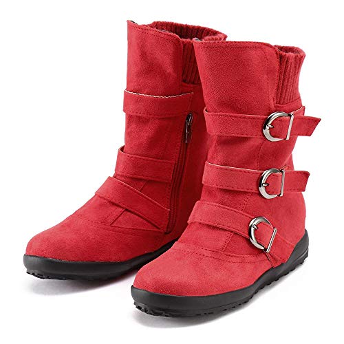 Logobeing Tacones Mujer Plataforma Zapatos Botines de Tacon Mujer Invierno Cómodo Moda 2018 Botas Altos Cuña Zapatos de Tacón Mujer-07152(38,Rojo)