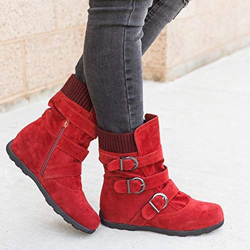 Logobeing Tacones Mujer Plataforma Zapatos Botines de Tacon Mujer Invierno Cómodo Moda 2018 Botas Altos Cuña Zapatos de Tacón Mujer-07152(38,Rojo)