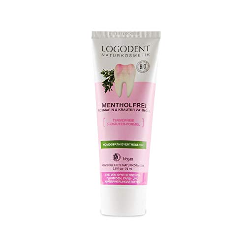 Logodent - Gel dental de romero, 2 x 75 ml, compatible con la homeopatía y sin mentol (sin fluoruros ni gluten) con hamamelis, romero y salvia, equinacea y mirra