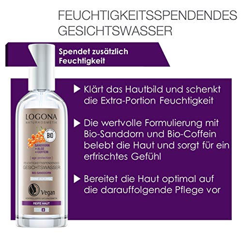 logona Natural cosmético Age Protection feuchtigkeitsspendendes cara Agua, klärt & durchfeuchtet la piel tras la limpieza con naturales bio de espino & arganöl Vegano, 1er Pack (1 x 125 ml)