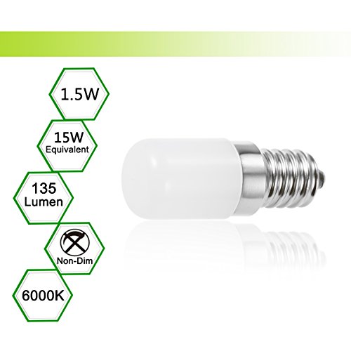 LOHAS® 4 x E14 bombillas LED 1.5W, Reemplazo para la lámpara del halógeno 15W, Blanco elegante, 135 Lúmenes y Blanco frío, 6000k, 220-240V AC, SES refrigerador bombillas LED de luz