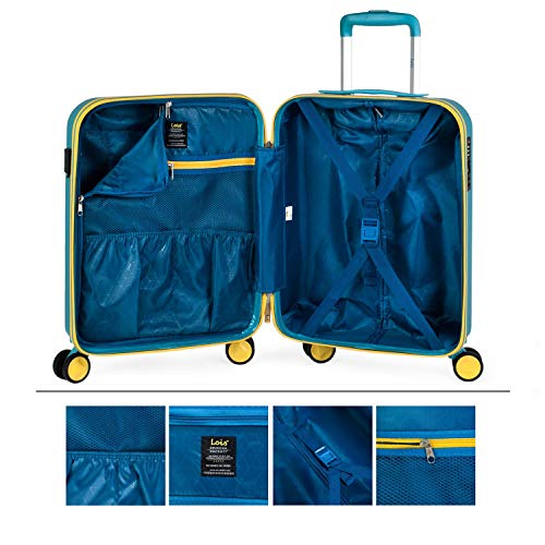 Lois - Maleta Pequeña de Cabina para Viaje Corto. Puerto USB. 4 Ruedas Trolley 55 cm. ABS. Equipaje de Mano. Rígida Cómoda y Ligera. Low Cost. Candado TSA. Calidad. 171150, Color Aguamarina