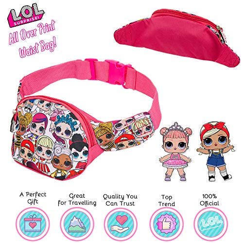 L.O.L Surprise! Riñonera Niña Con Estampado Muñecas Lol, Bolso Riñonera Color Rosa Para Niñas Lol Dolls, Bolso Cinturon Con Correa Ajustable, Regalos Lol Surprise Para Niñas Adolescentes