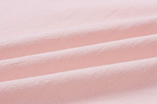 Longwu Vestido a Media Pierna con Cuello en V y Manga Corta Casual con Cuello en V para Mujer y Bolsillos Women Dress Rosa S