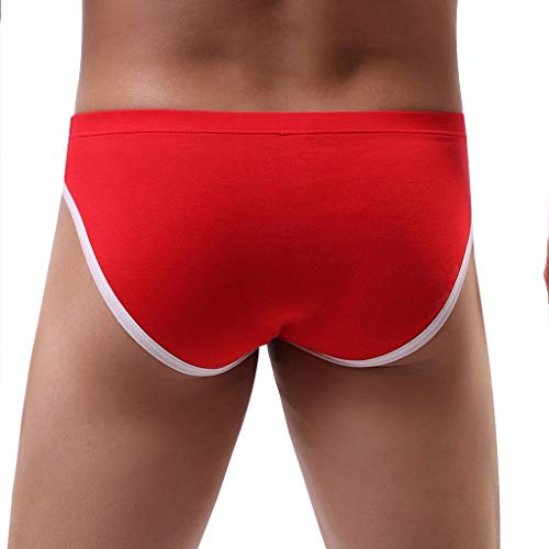 LOPILY Calzoncillos Boxer con Push up y Relleno de Nalgas Hombre Ropa Interior El Boxeador de algodón elástico Tejido de Origen Natural Color sólido Calzoncillos para Hombre(Rojo,XXL)