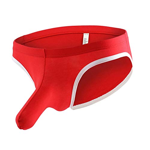 LOPILY Calzoncillos Boxer con Push up y Relleno de Nalgas Hombre Ropa Interior El Boxeador de algodón elástico Tejido de Origen Natural Color sólido Calzoncillos para Hombre(Rojo,XXL)