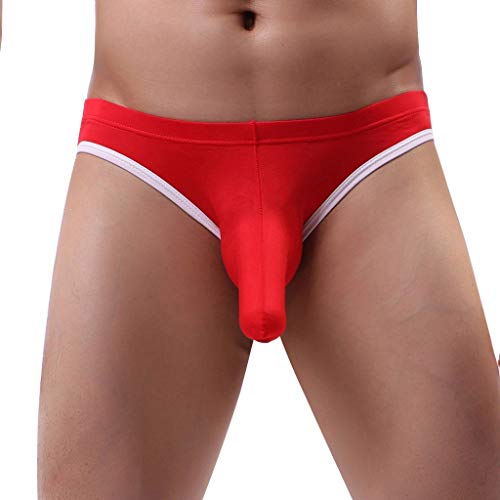 LOPILY Calzoncillos Boxer con Push up y Relleno de Nalgas Hombre Ropa Interior El Boxeador de algodón elástico Tejido de Origen Natural Color sólido Calzoncillos para Hombre(Rojo,XXL)