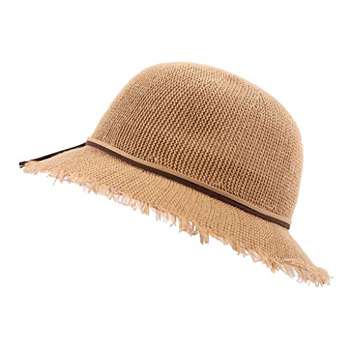 LOPILY Gorra de Hilo Sombrero de Sol Hilado Versión Coreana de la Tapa de la Olla de Borde de los niños Transpirable Casquillo al Aire Libre Gorras de Pesca Precioso Bowknot Accesorios(Café)