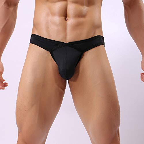 LOPILY Tanga de Color sólido Pantalones Los nuevos Calzoncillos de Nylon Ligero la Ropa Interior Atractiva de la Moda Cómodo Transpirables Bóxer de Deporte de los Hombres(Negro,M)