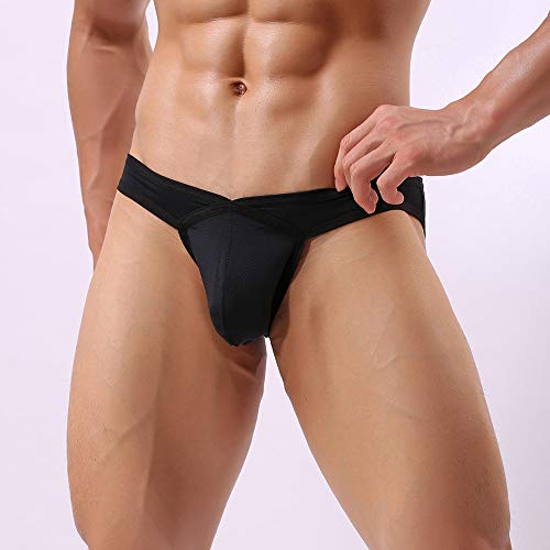 LOPILY Tanga de Color sólido Pantalones Los nuevos Calzoncillos de Nylon Ligero la Ropa Interior Atractiva de la Moda Cómodo Transpirables Bóxer de Deporte de los Hombres(Negro,M)