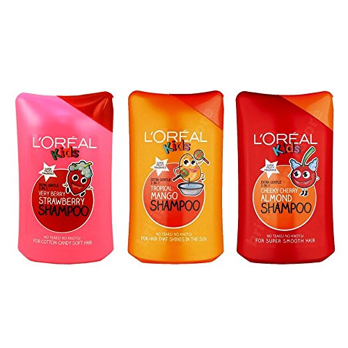 L'Oréal Kids Very Berry STRAWBERRY Champú 2 x 250 ml (500 ml) – para algodón de azúcar pelo suave