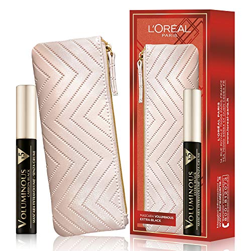 L'Oréal Paris Makeup - Estuche de regalo para mujer, mascara voluminizadora de volumen extra negro y mini neceser