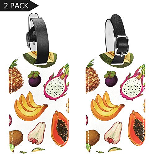 LORVIES Etiquetas de equipaje de frutas exóticas, etiquetas de viaje, nombre y tarjeta titular para maletas de equipaje, 2 unidades
