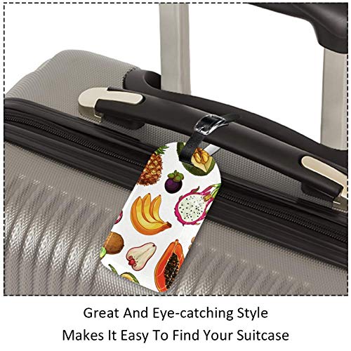 LORVIES Etiquetas de equipaje de frutas exóticas, etiquetas de viaje, nombre y tarjeta titular para maletas de equipaje, 2 unidades