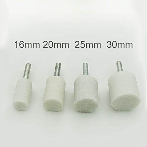 Lote de 10 unidades de muelas sobre varilla de corindón blanco, diámetro 30 mm, grano 80, diámetro de la varilla 6 mm, para herramientas giratorias – Forma cilíndrica