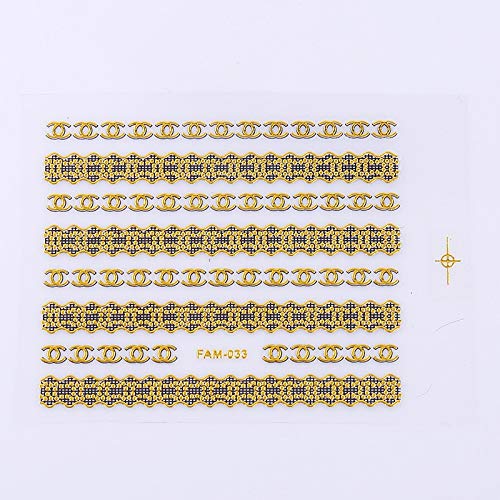 Lote de 30 pegatinas de uñas doradas brillantes con logo de la marca 3D para decoración de uñas