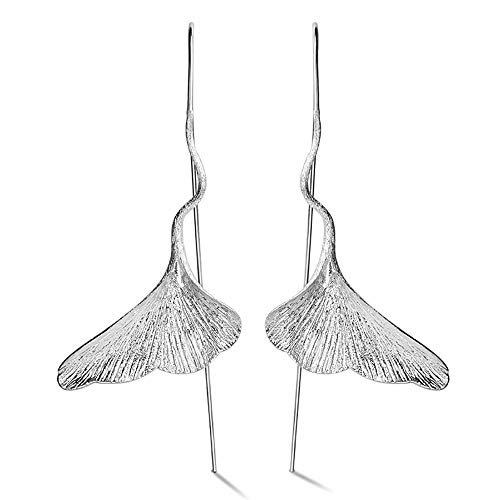 Lotus FUN S925 plata de ley mujer pendientes Ginkgo hojas pendientes de gota Pendientes Joyas, hechas a mano n-incomparable joyas