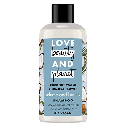 Love Beauty and Planet Champú Volumen y abundancia, Agua de Coco y Flor de Mimosa Vegano - Pack de 6 x 100 ml (Total: 600 ml)