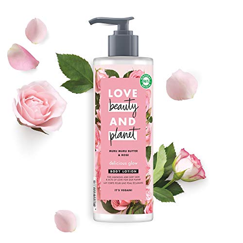 Love Beauty and Planet Lait pour le Corps, Beurre de Muru Muru Naturel et Rose, Eclat Délicat, Certifié Vegan, Bouteille Recyclable 400 ml