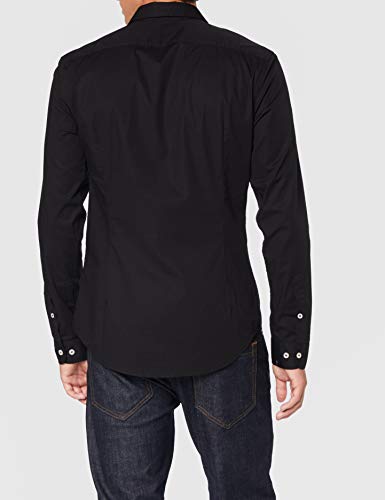 Love Moschino Logo Badge_Long Sleeve Shirt Camisa, (Black C74), X-Large para Hombre