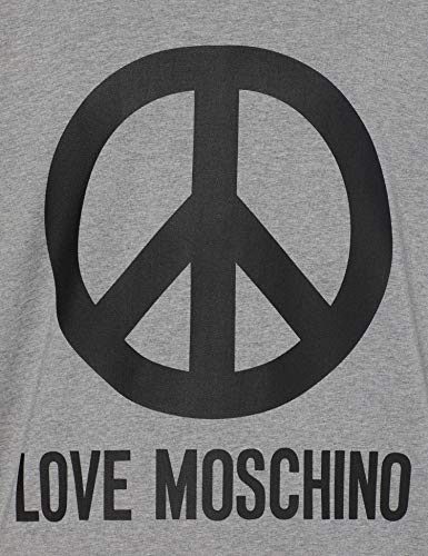 Love Moschino Regular Fit Long Sleeve Sweatshirt_Logo & Peace Prints Sudadera, (Melange Medium Grey B733), Hombre