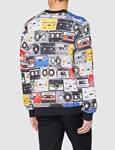 Love Moschino Regular Fit Longsleeve Sweatshirt_Allover Music Cassette Sudadera, (Pr.Cassette 0024), Medium para Hombre