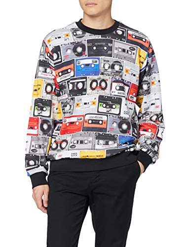 Love Moschino Regular Fit Longsleeve Sweatshirt_Allover Music Cassette Sudadera, (Pr.Cassette 0024), Medium para Hombre