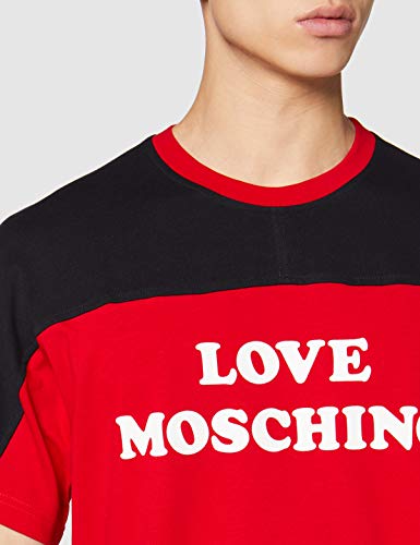 Love Moschino Regular Fit Short Sleeve T-Shirt_Bicolor Logo Print Camiseta, (Red O84), Small para Hombre