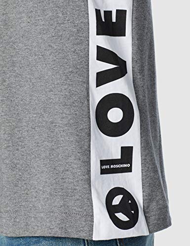 Love Moschino Regular Fit Short Sleeve T-Shirt_Logo B-Side Prints Camiseta, (Melange Medium Grey B733), Hombre