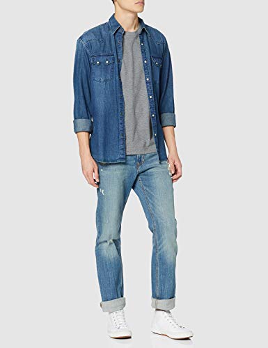 Love Moschino Regular Fit Short Sleeve T-Shirt_Logo B-Side Prints Camiseta, (Melange Medium Grey B733), Hombre