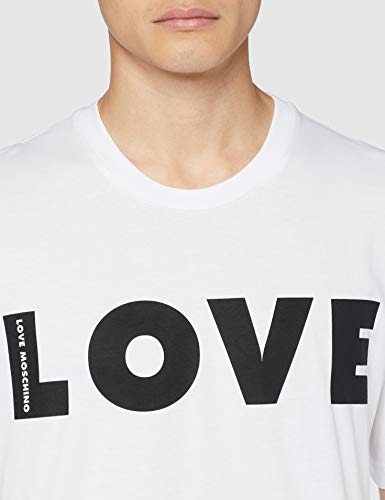 Love Moschino Regular Fit Short Sleeve T-Shirt_Logo Print Camiseta, (Optical White A00), Medium para Hombre