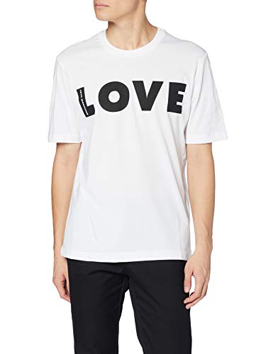 Love Moschino Regular Fit Short Sleeve T-Shirt_Logo Print Camiseta, (Optical White A00), Medium para Hombre