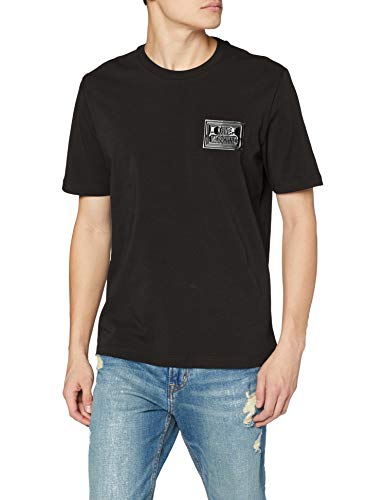 Love Moschino Regular Fit Short Sleeve T-Shirt_Painted Badge Camiseta, (Black C74), Medium para Hombre