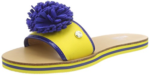 Love Moschino Sabotd.2154418/20 Bo.PU Gi/VR.PU BT, Mules para Mujer, Multicolor (Yellow-Bluette), 38 EU