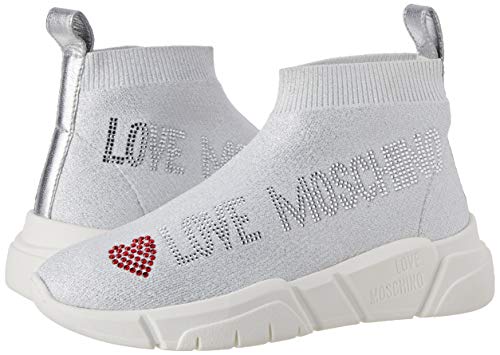 Love Moschino SCA.nod.running35 Calza Lurex, Zapatillas de Gimnasia para Mujer, Blanco (White Soft 100), 35 EU