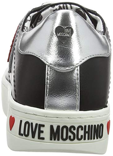 Love Moschino Scarpad.cassetta35, Zapatillas Altas para Mujer, Multicolor (Negro/Argento 00a), 35 EU
