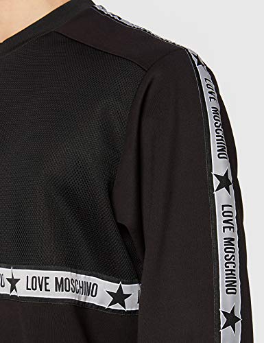 Love Moschino Slim Fit Long Sleeve Sweatshirt_Net and Tape Logo Sudadera, (Black C74), Medium para Hombre