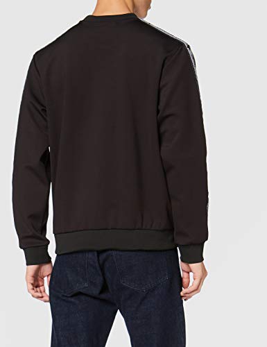 Love Moschino Slim Fit Long Sleeve Sweatshirt_Net and Tape Logo Sudadera, (Black C74), Medium para Hombre