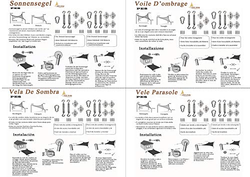 LOVE STORY Toldo Vela de Sombra Impermeable(PES) Rectangular 3×4m Antracita Protección UV para Terraza Camping Jardín al Aire Libre