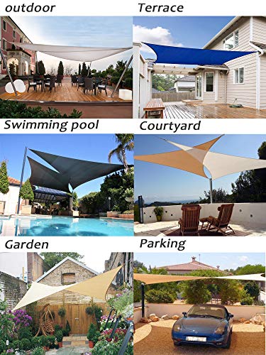 LOVE STORY Toldo Vela de Sombra(HDPE) Triangular 3×3×3m Crema Protección UV para Terraza Camping Jardín al Aire Libre