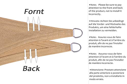 LOVE STORY Toldo Vela de Sombra(HDPE) Triangular 3×3×3m Crema Protección UV para Terraza Camping Jardín al Aire Libre