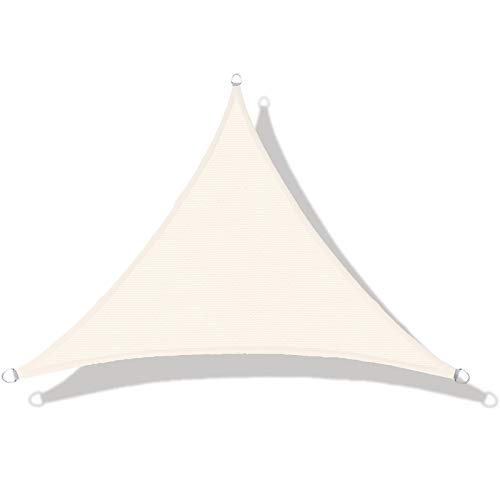 LOVE STORY Toldo Vela de Sombra(HDPE) Triangular 3×3×3m Crema Protección UV para Terraza Camping Jardín al Aire Libre