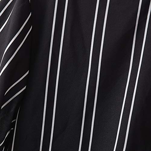 Lovely-Star - Blusa hawaiana de manga corta con múltiples bolsillos, color sólido, blusa de playa - Negro - XXX-Large