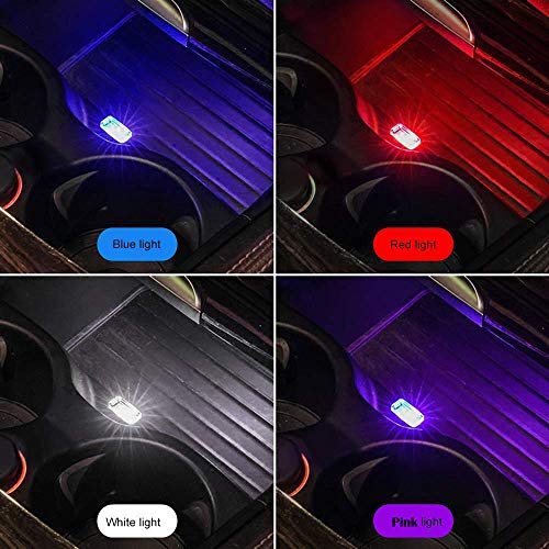 Luces de ambiente LED para automóvil, 5 piezas de iluminación USB Ambiente de luz Set Decoración interior para automóvil (5 colores, rojo/azul/rosa/blanco/azul hielo)