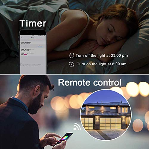 Luces de tira LED, RGB WiFi Control remoto inalámbrico Kit de luz de tira Control de voz 32.8 pies Resistente al agua Compatible con Amazon Alexa y Google Assistant para Home Party Club Shopping Mall