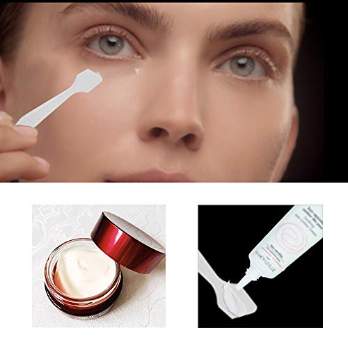 LUCY WEI 100 pcs Mini Cuchara de Maquillaje,Reutilizable Curvo DIY Maquillaje Espátulas para Maquillaje mascarilla(Blanco translúcido)