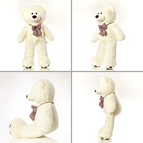 Lumaland Oso de Peluche Gigante tierno y cariñoso XXL 120 cm Beige con Ojos Grandes