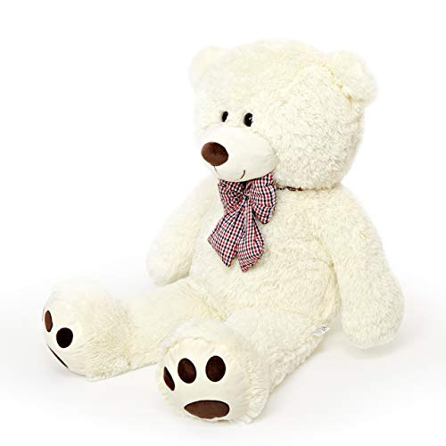 Lumaland Oso de Peluche Gigante tierno y cariñoso XXL 120 cm Beige con Ojos Grandes